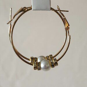 Delicate Gold Hoops with Pearls & Crystals